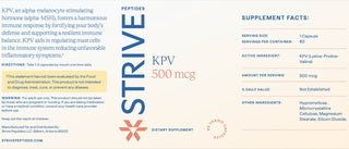 The full label for KPV 500mcg from Strive Peptides